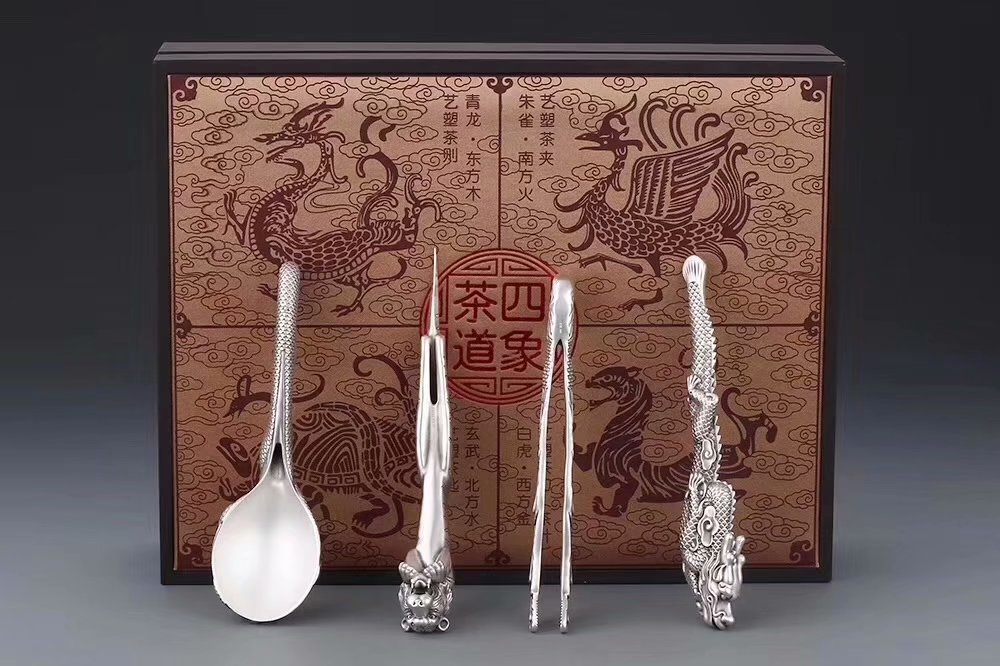 纯银礼品定制-茶道四件套