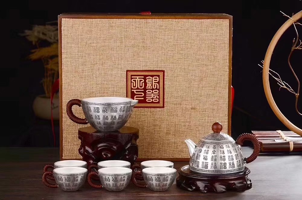 纯银礼品定制-纯银茶具套装